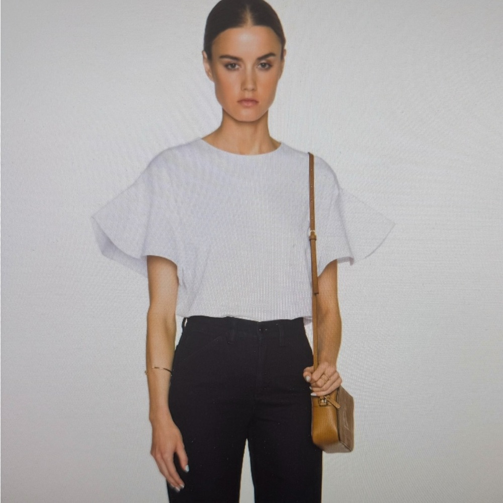 Victoria Beckham White Women's Flutter SleeveTop